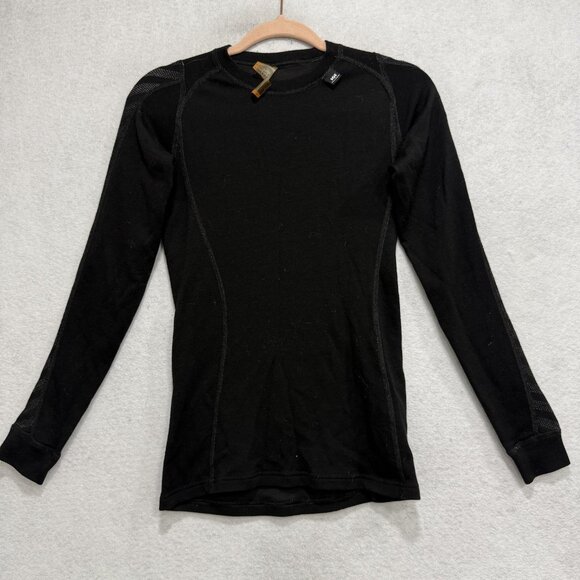 Helly Hansen Shirt Womens Small Black Merino Wool Base Layer Thermal Long Sleeve - Picture 1 of 10